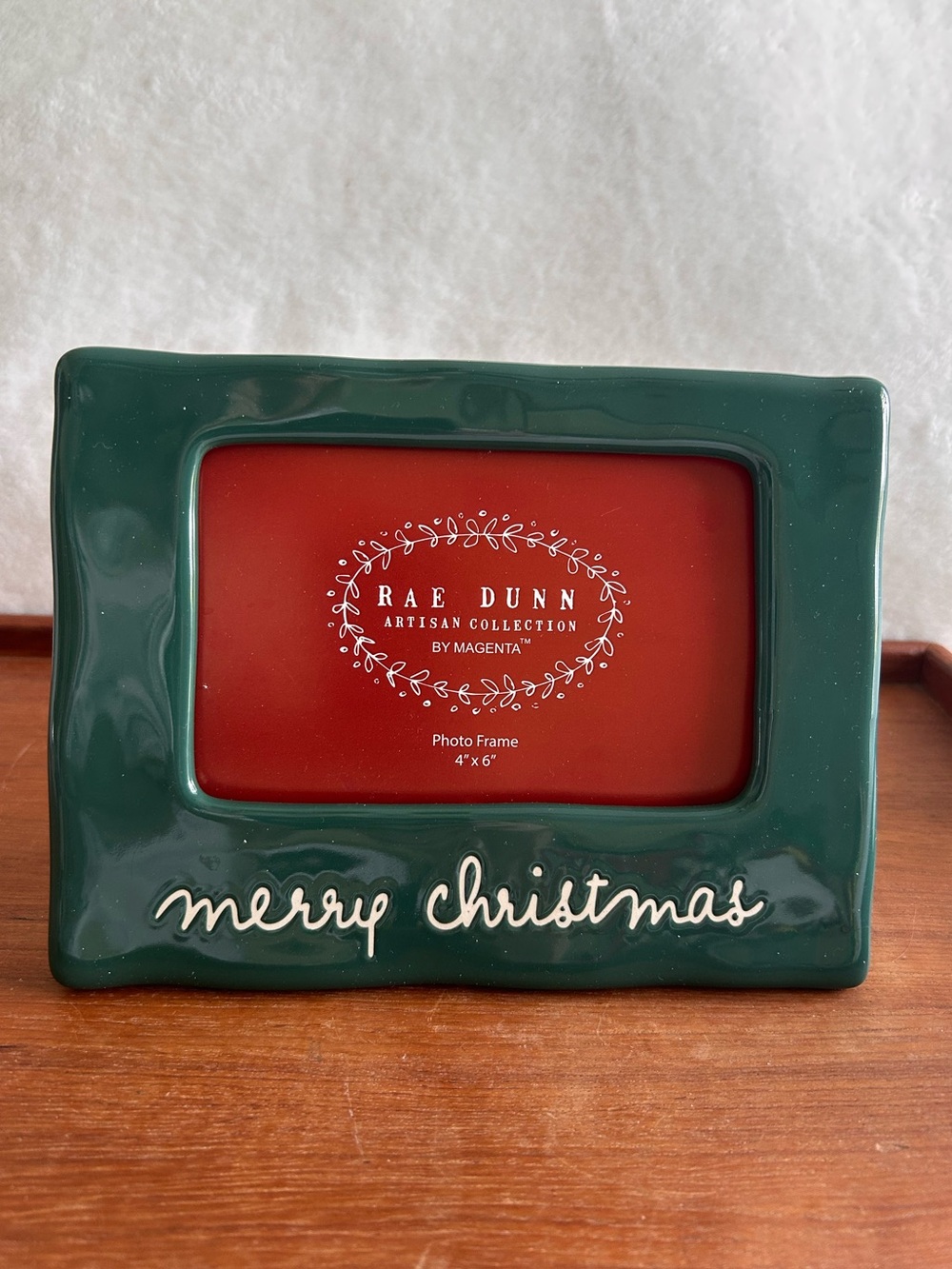 Rae Dunn Green Ceramic Merry Christmas 4x6 Photo Frame